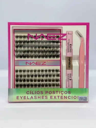 Set Pestañas Postizas Naez W02 T50 0.07d Adhesivo Sellador