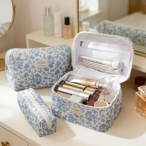 3 Cosmetiqueras Floral Mujer Bolsas Maquillaje Viaje Color