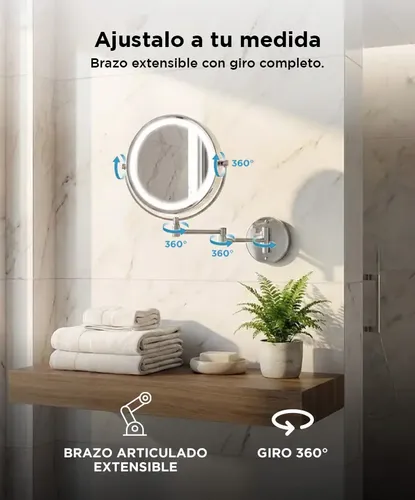 Espejo Cosmética Maquillaje Skincare Gadnic Aro De Luz Zoom