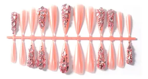 Uñas Postizas Largas Y Puntiagudas Con Incrustaciones De