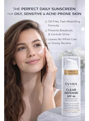 Protector Solar Evyra Clear Defense Spf 46 Para Rostro