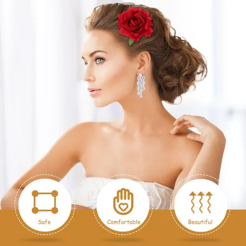 12 Piezas Pinza De Pelo Con Rosas Florales Para Novia