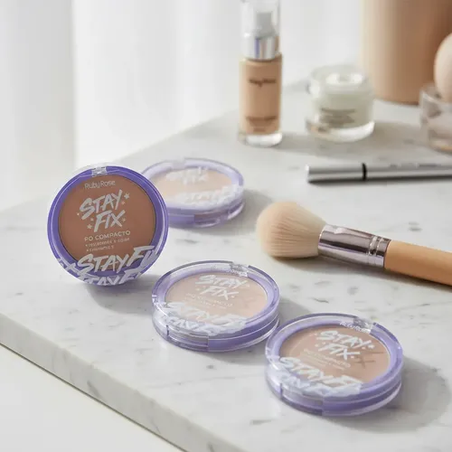 Polvo Compacto Stay Fix Ruby Rose Vitamina E Waterproof