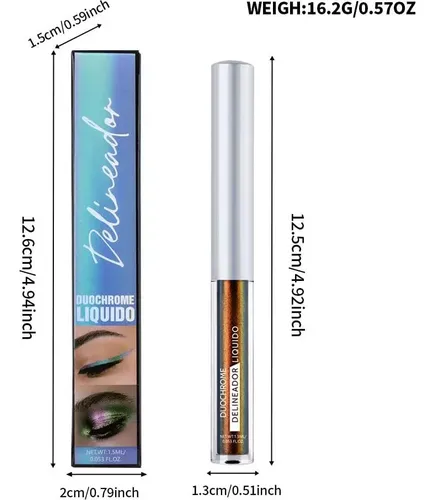Maquillaje Delineador Sombra Naranja A Dorado Impermeable