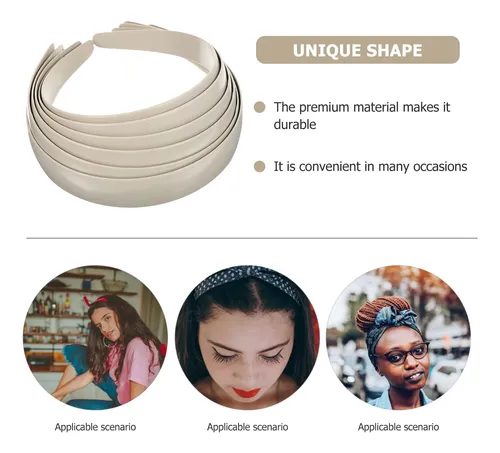 12 Bandas Para Cabello Diy Para Niñas Y Mujeres, Sin Diseño Beige