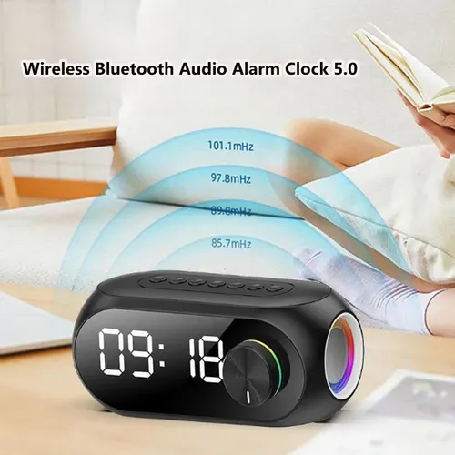 Altavoz Despertador Bluetooth Con Radio Fm, Mp3, Pantalla De Espejo Portátil, Doble Alarma