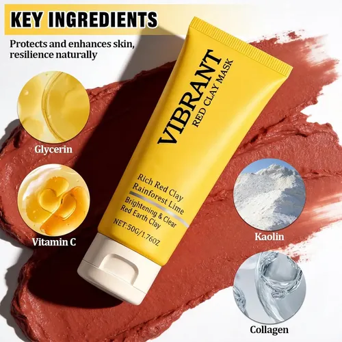 Mascarilla De Arcilla Roja Con Brocha De Silicona Afalin