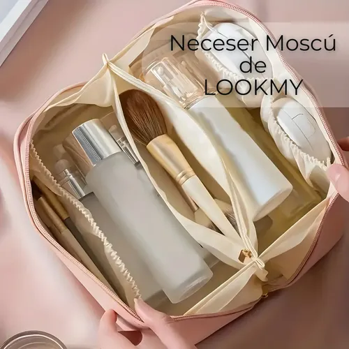 Neceser Rosa Modelo Moscú De Lookmy Porta Maquillaje Mujer | Porta cosméticos de eco cuero para viaje o baño