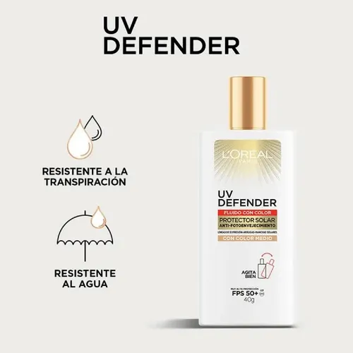 Protector Solar Facial L’oreal París Uv Defender Tono Medio