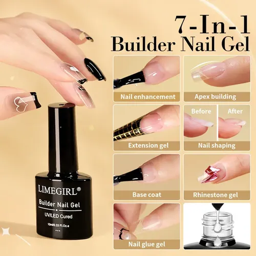 Kit De Uñas Con Capa Base Hinchable Y Topcoat 3pz 10 Mi