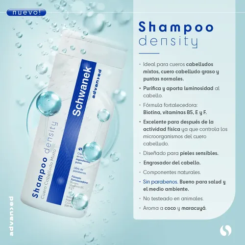 Shampoo X2 Schwanek Density Cabello Mixto Caída De Cabello