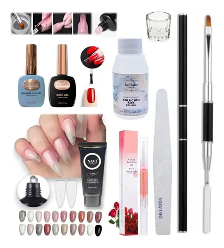 Kit X9 Polygel 30ml Pincel Capsula Dual Top Y Base Oferta !!