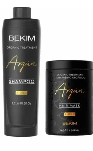 Kit Argan 4 Oils De Bekim Shampoo 1200ml Y Mascara De Kilo