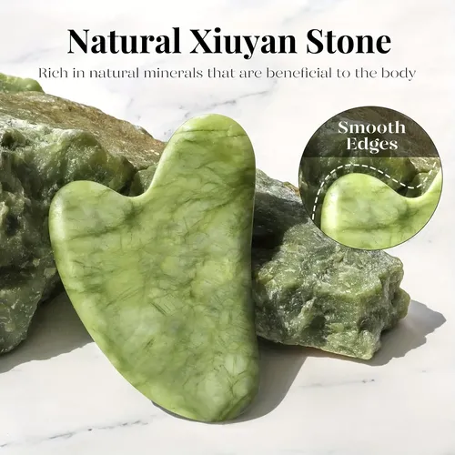 Tabla De Gua Sha Verde De Roca Natural Tallada A Mano Para M