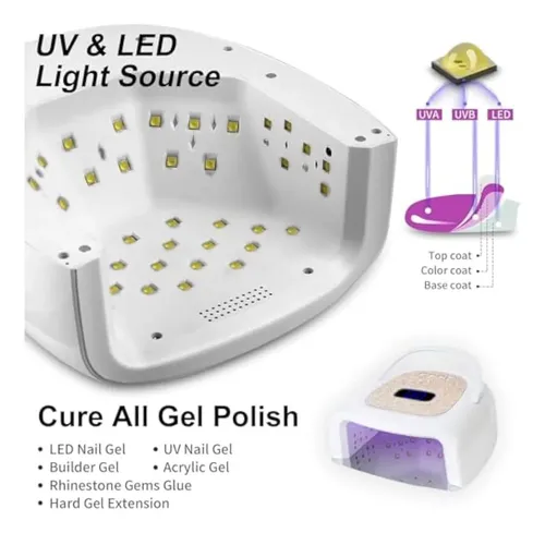 Lámpara De Uñas Led Uv Recargable De 60 W, Secado