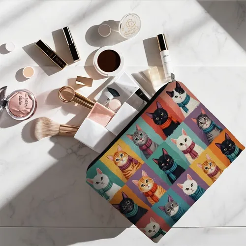 Neceser De Maquillaje De Doble Cara Con Gato Animado
