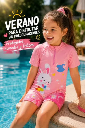 Traje Baño Niño Uv 50+ Con Remera Short Gorro Pileta Playa