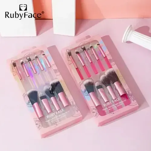 Set De 9 Mini Brochas De Maquillaje Para Viaje/travel Ruby F Rosado