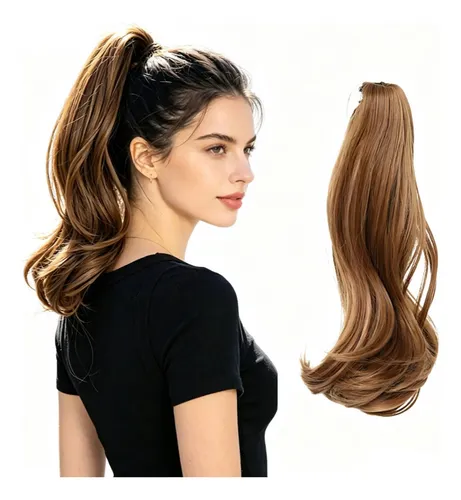Coleta Postiza Cabello Ondulado Extensiones Pelo Largo Mujer