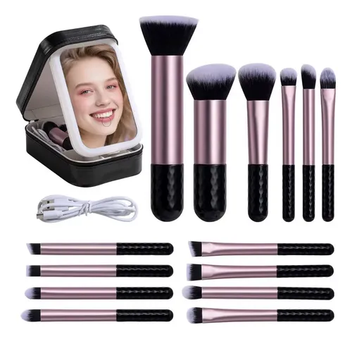 Set 14 Brochas De Maquillaje Bs Mall Profesional Estuche Led
