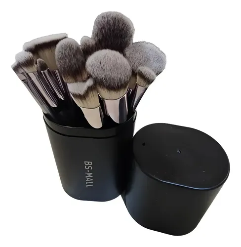 Set De 18 Pinceles Y Brochas Maquillaje Profesional Estuche Champagne