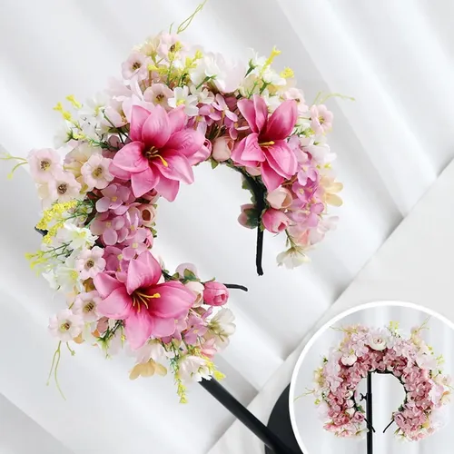 / Diadema De Flores Con Lazo For El Pelo Artificial For .