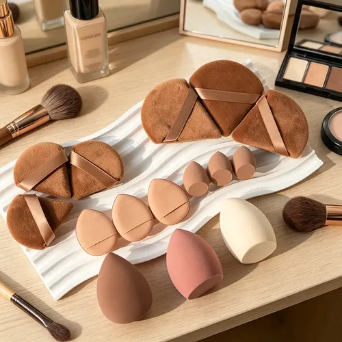 A Esponjas De Maquillaje Polvo Beauty Blender Lila 15pcs .