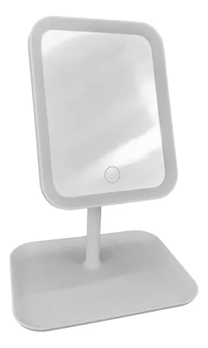 Espejo De Maquillaje Rectangular Con Luz Led De Mesa Yy3544 Blanco