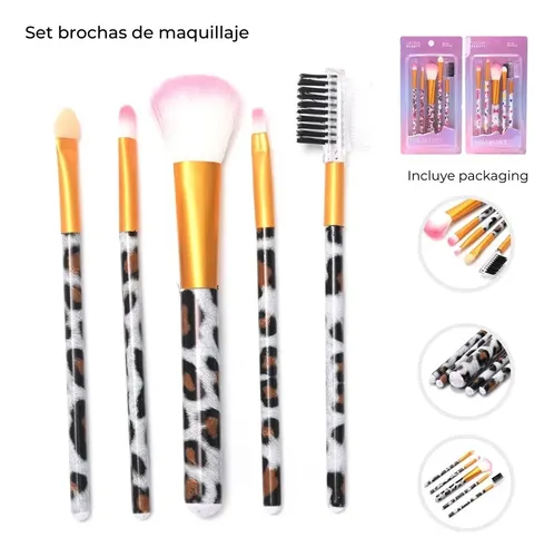 Set Brochas De Maquillaje Peine Cejas Colores X5 Skora 44028