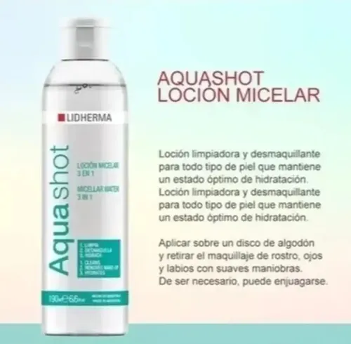 Aquashot Loción Micelar 3 En 1 Lidherma 190ml Limpia/hidrata