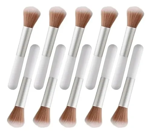 Set De 10 Brochas De Maquillaje Suaves Para Viaje, Sintética