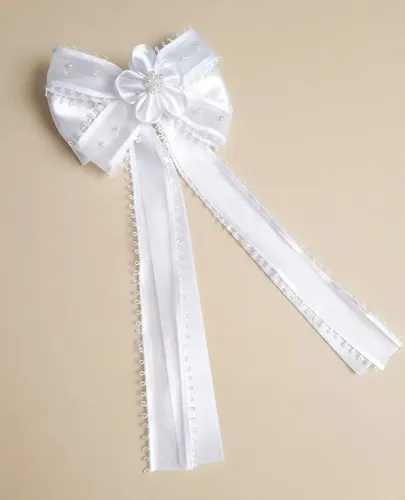 Moño Blanco Con Hebilla Comunión O Eventos