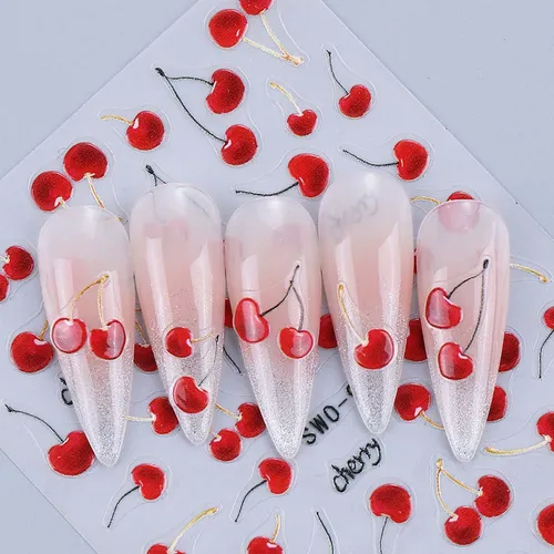 Pegatinas De Uñas Con Estampado De Gelatina De Cereza