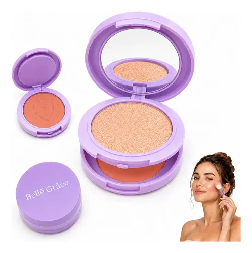 Rubor E Iluminador En Polvo 2 En 1 Maquillaje Veoquiero