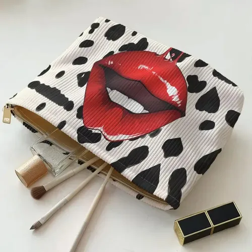 Bolsa De Maquillaje De Pana Para Almacenamiento De Cosmético