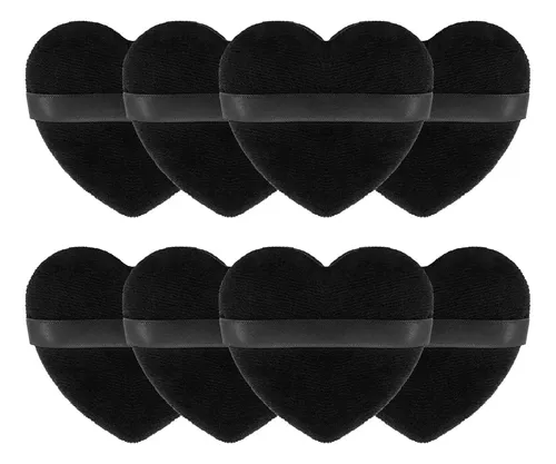 8 Borlas De Polvo Con Forma De Corazón Para Maquillaje