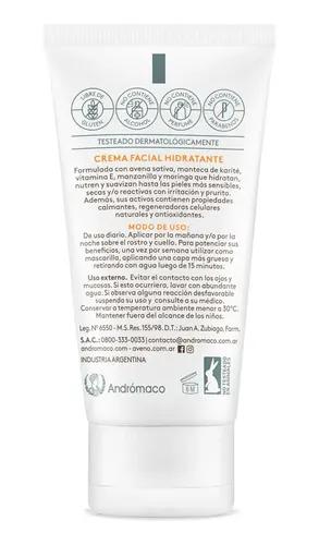 Crema Hidratante Facial Aveno Piel Seca Sensible 50gr