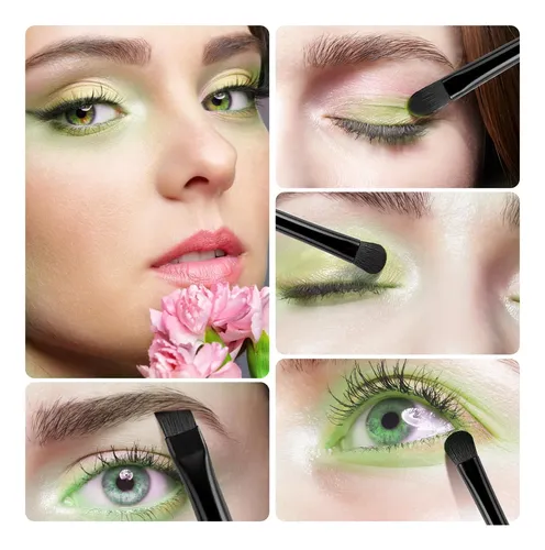Set De Brochas Para Ojos Evrchgiea 6 Unidades Negro Mate