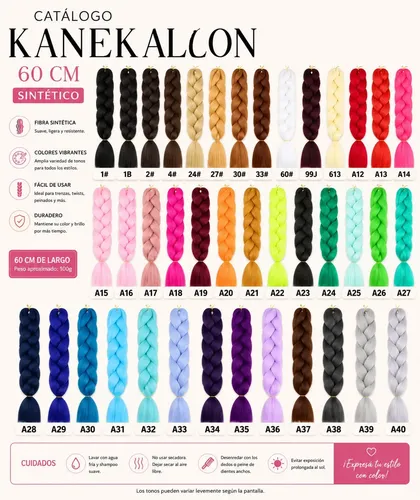 Kanekalon Extension Pelo Termico Trenza Argentina 60cm Lfme