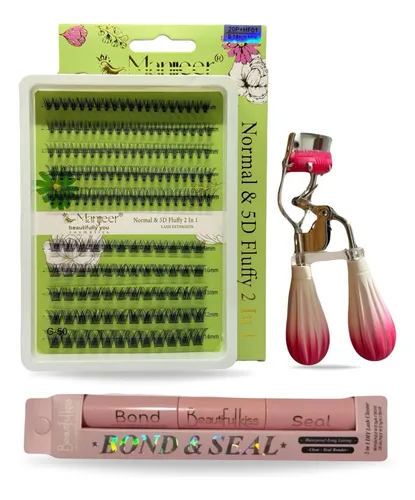Kit Pestañas Postizas Cluster 20p Adhesivo Sellador Arqueado