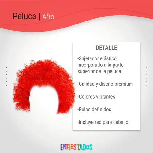 Peluca Super Afro Ondulado Enfiestados Cotillón