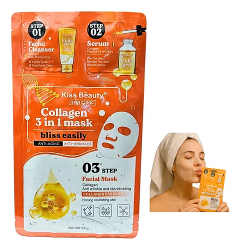 Pack X4 Colágeno Mascarillas Firmeza Y Rejuvenecimiento