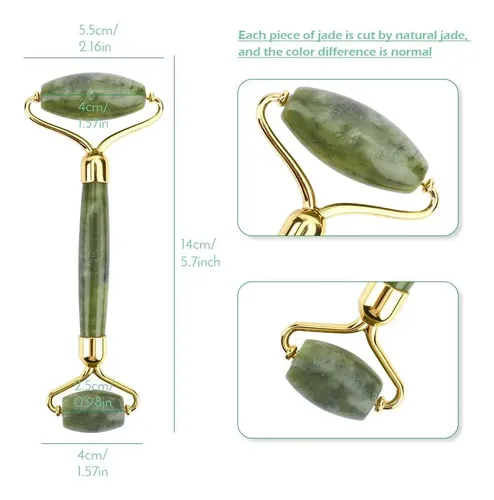 Rodillo De Jade Para Masajes Faciales Y Corporales Verde