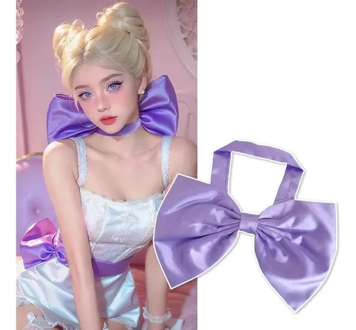 #lazos De Satén Lisos Hechos A Mano Con Cuello Grande Corean Light Purple Sólido