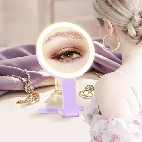 Espejo De Maquillaje Iluminado Con Aumento De 30 Aumentos, Morado