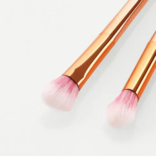 4 Pinceles Para Sombras De Ojos Oro Rosa Con Mangos Plástico