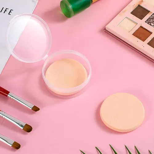 Cjw2 Esponjas De Maquillaje Redondas Para Base Con Estuche.c
