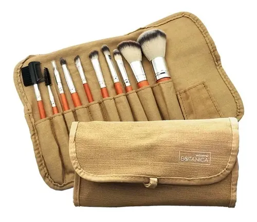 Brochas Maquillaje Sintéticas Mineral Botánica Set 10 Piezas Marrón