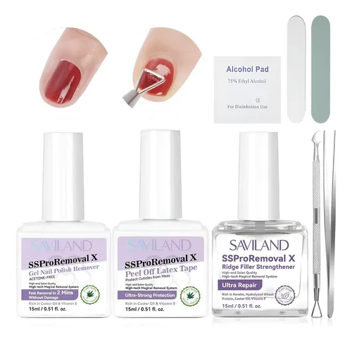 Kit Removedor De Esmalte En Gel 3 En 1 Saviland 8 Pcs