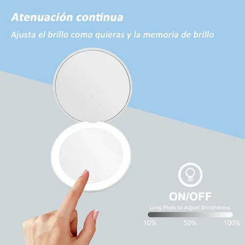 Espejos Maquillaje Luz Led Aumento Espejo Bolsillo Portátil